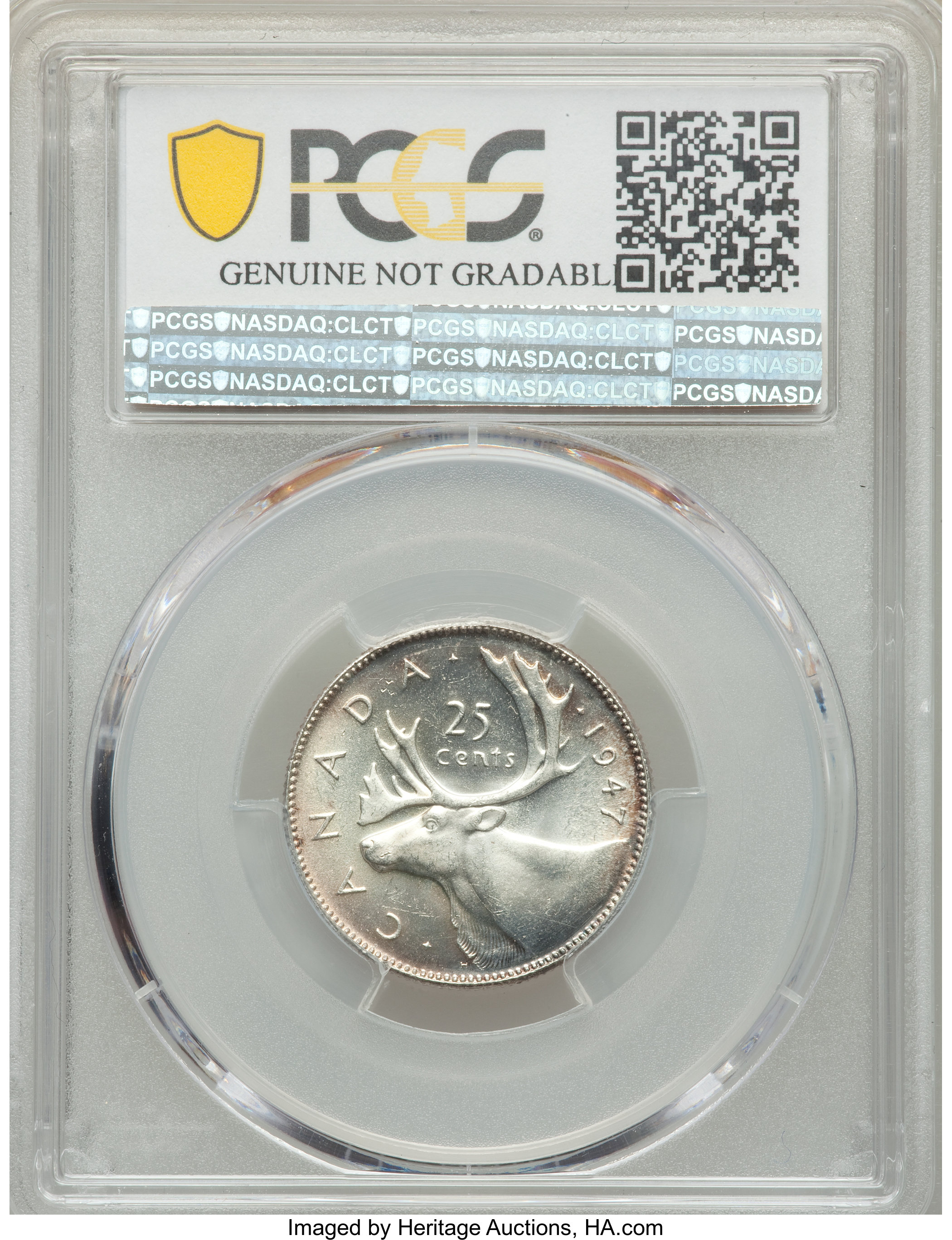 image for: George VI "Dot After Date" 25 Cents 1947 UNC Details (Cleaned) PCGS