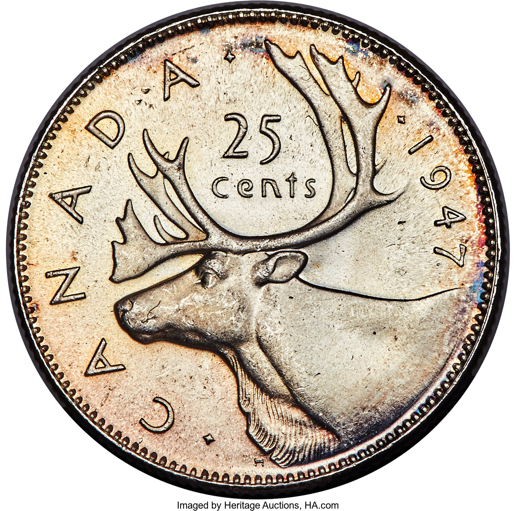 image for: George VI "Dot After Date" 25 Cents 1947 UNC Details (Cleaned) PCGS