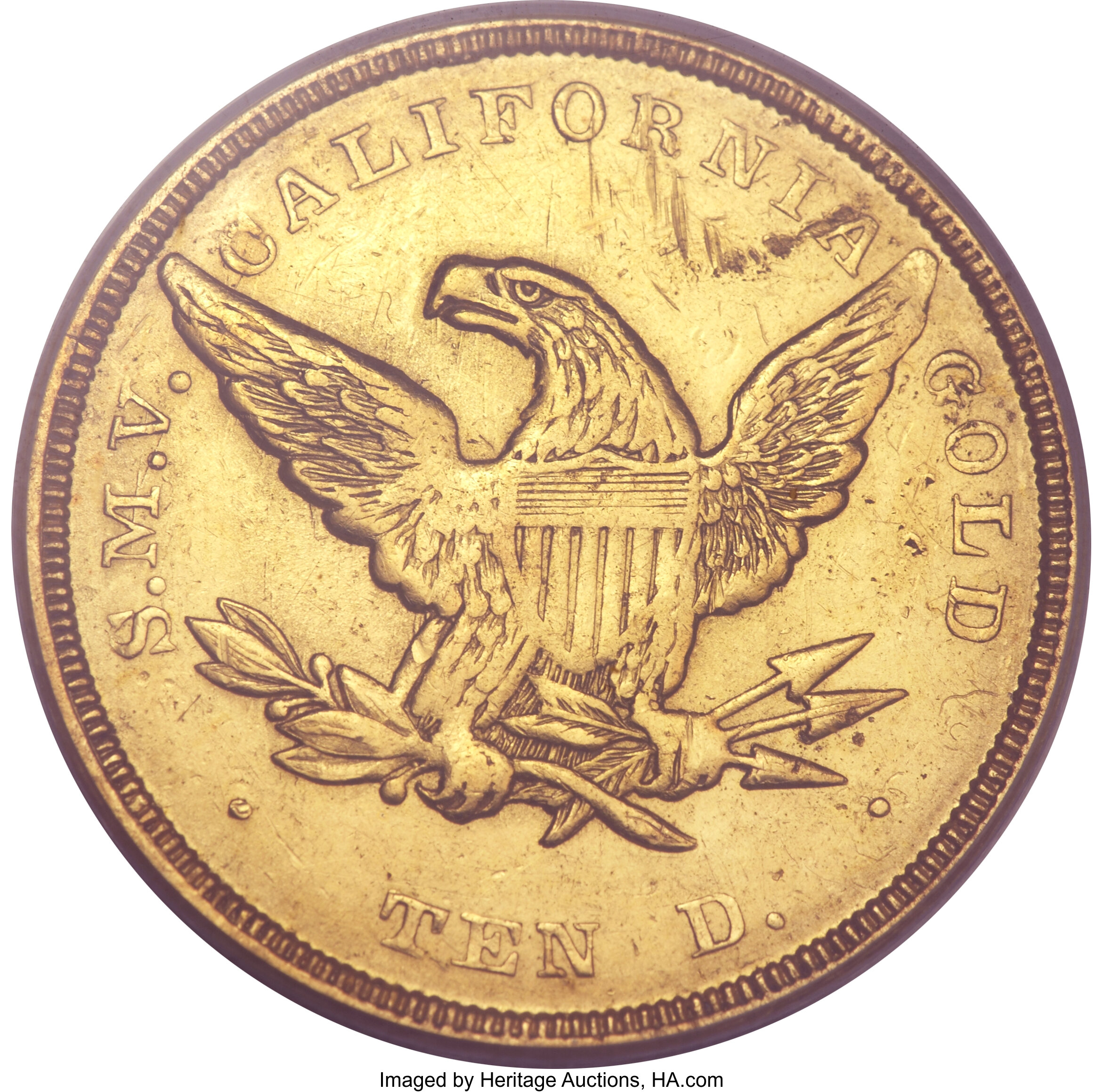 image for: 1851 $10 Baldwin Ten Dollar AU55 PCGS. K-4, High R.6....