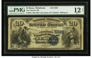 image for: El Reno, OK - $20 1882 Value Back Fr. 583 The Citizens NB Ch. # (W)5985...