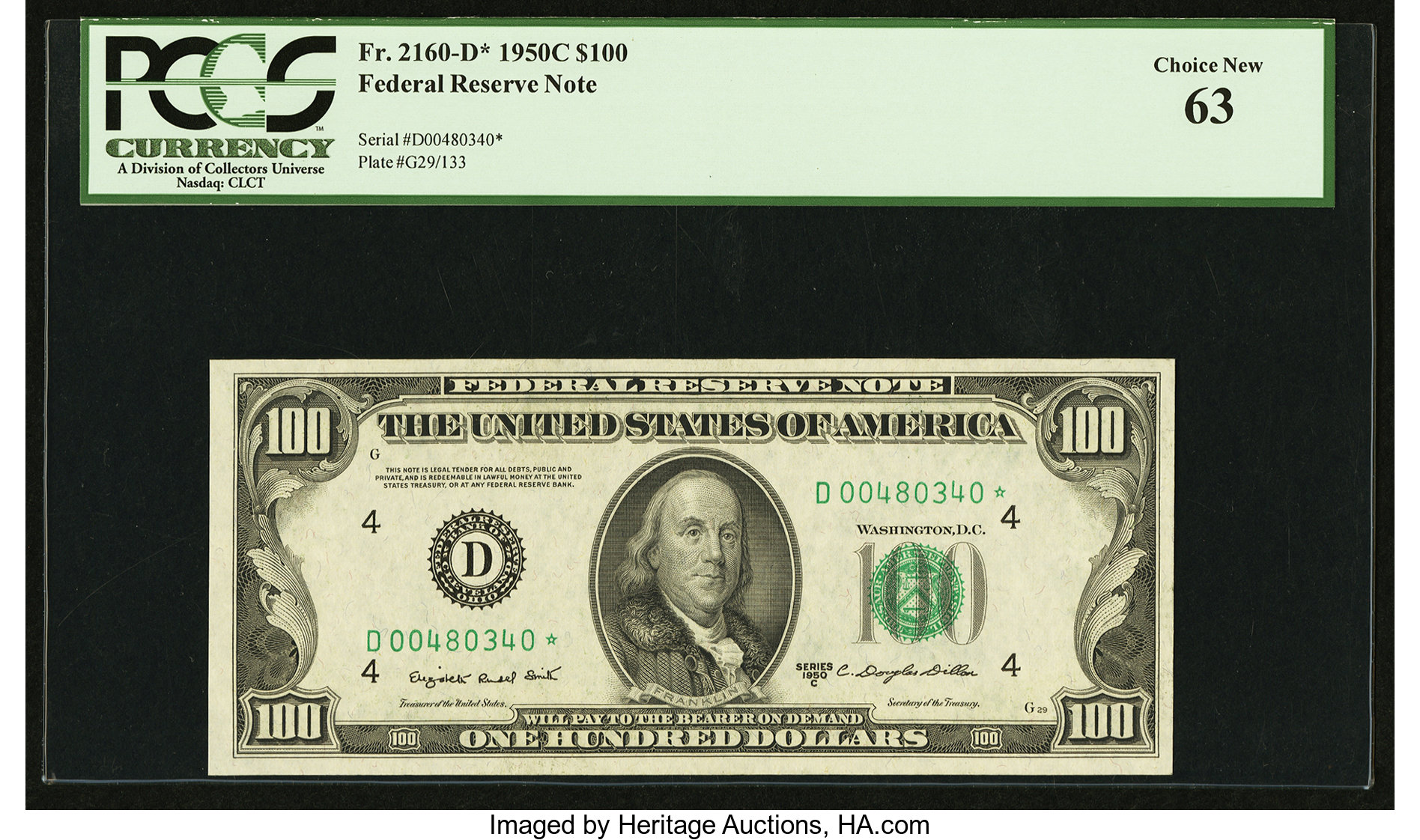 1950C $100 Replacement, Cleveland (Fr. 2160D*)