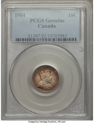 image for: Edward VII 10 Cents 1904 Genuine PCGS