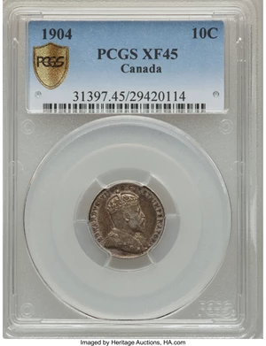 image for: Edward VII 10 Cents 1904 XF45 PCGS