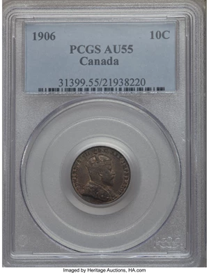 image for: Edward VII 10 Cents 1906 AU55 PCGS
