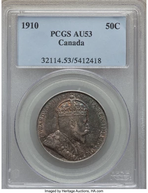 image for: Edward VII "Victorian Leaves" 50 Cents 1910 AU53 PCGS
