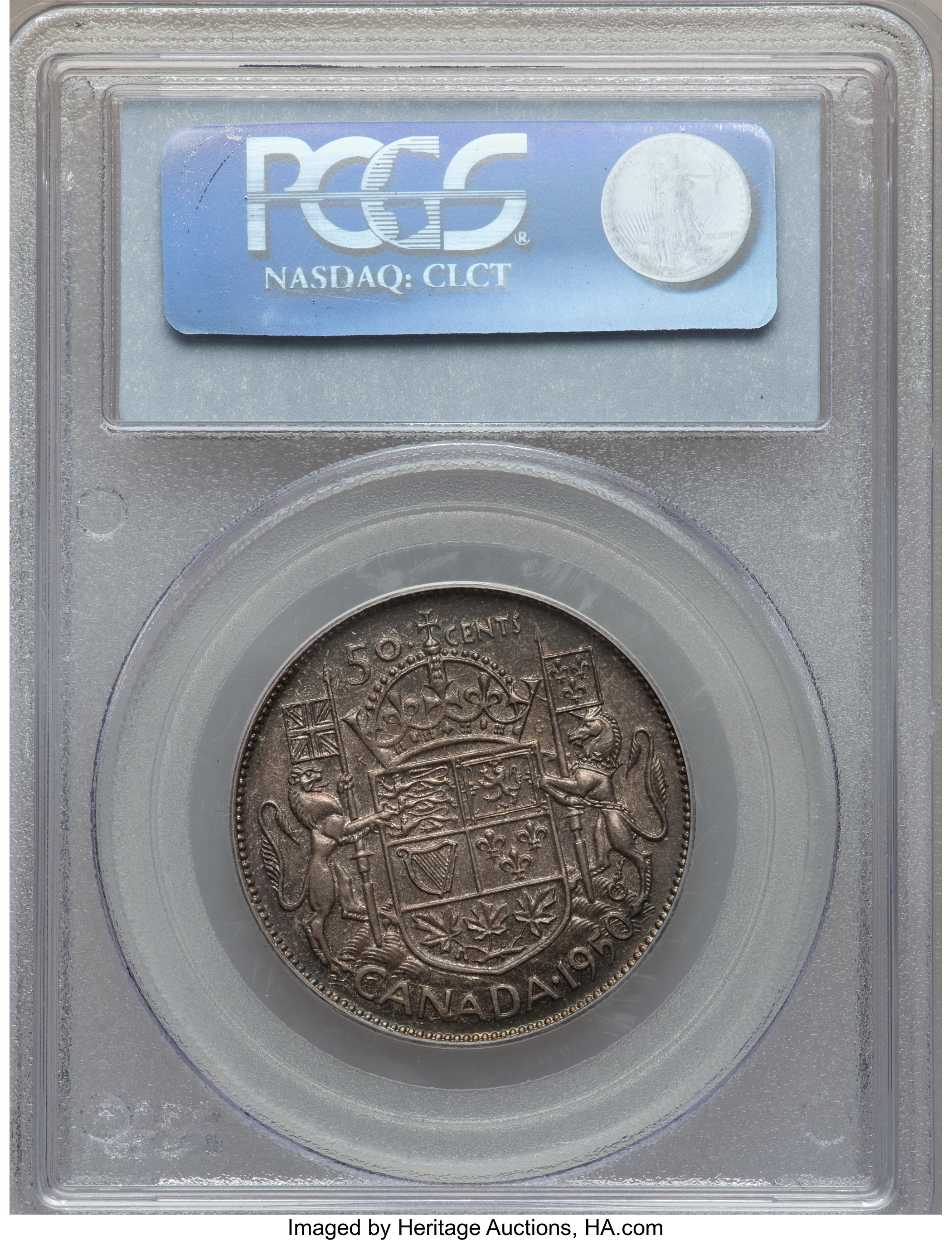 image for: George VI "Design in 0" 50 Cents 1950 MS64 PCGS