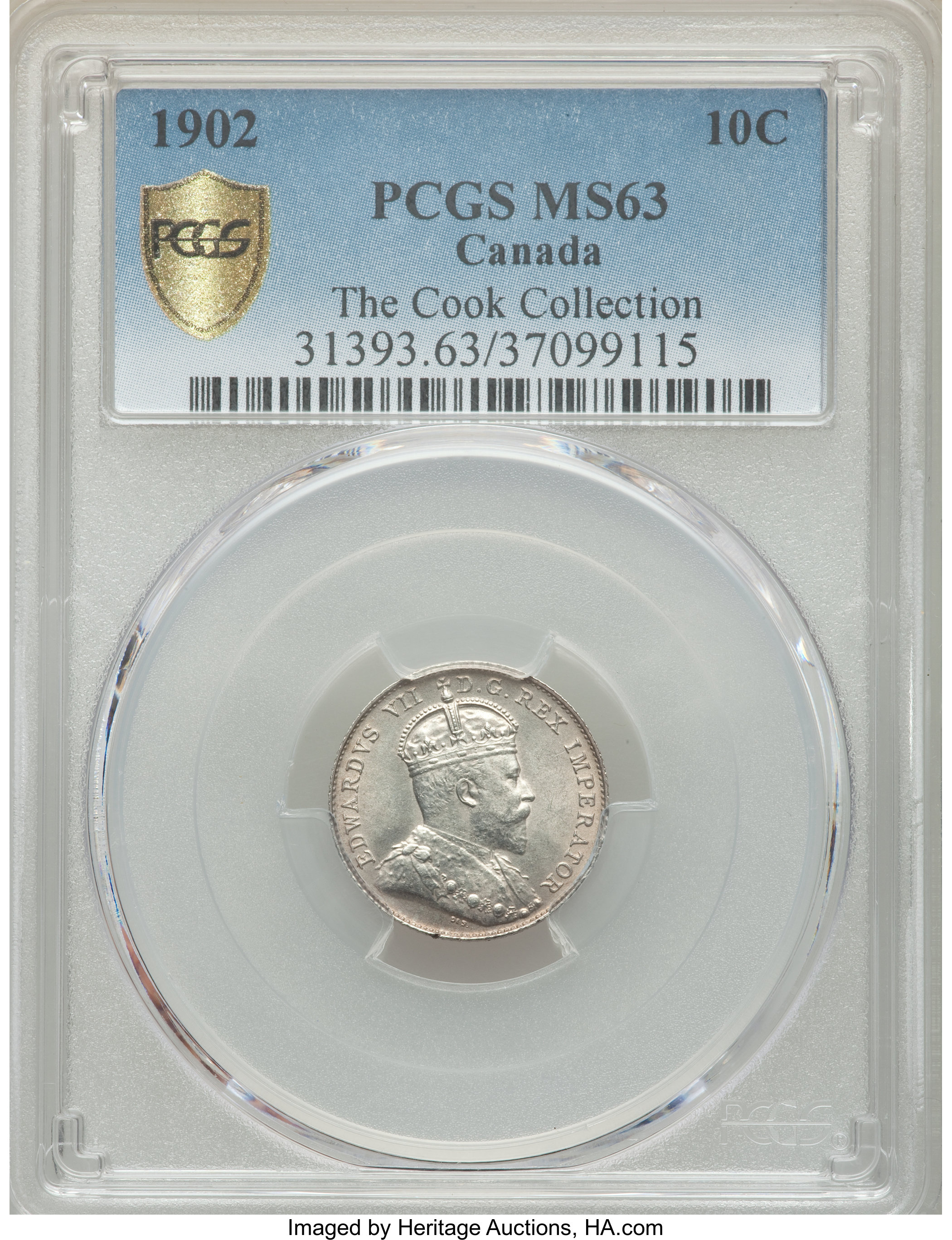 image for: Edward VII 10 Cents 1902 MS63 PCGS