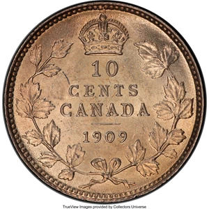 image for: Edward VII "Victorian Leaves" 10 Cents 1909 MS64 PCGS