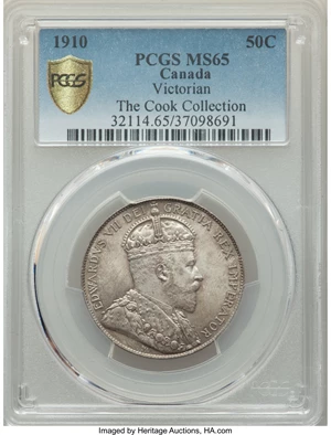 image for: Edward VII "Victorian Leaves" 50 Cents 1910 MS65 PCGS