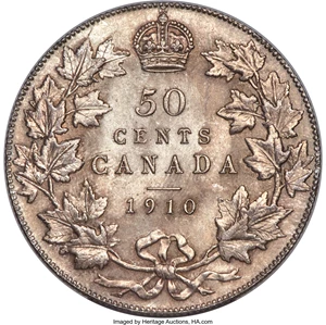 image for: Edward VII "Victorian Leaves" 50 Cents 1910 MS65 PCGS