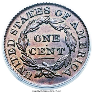 image for: 1831 1C Large Letters AU58 PCGS. N-12, R.1. Our EAC Grade AU55....