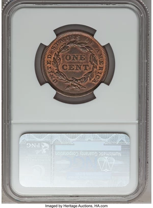 image for: 1842 1C Small Date MS64 Red and Brown NGC. N-1, R.3. Our EAC Grade MS62....