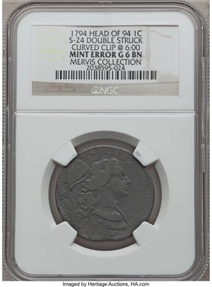 image for: 1794 1C Head of 1794 -- Double Struck, Curved Clip -- Good 6 NGC. S-24, B-8, R.1. Our EAC Grade Good 6. ...