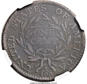 image for: 1794 1C Head of 1795, S-69, B-61, R.3 VG8 NGC....