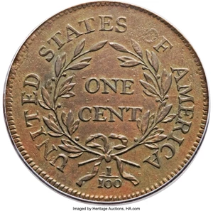 image for: 1795 1C Plain Edge AU53 PCGS. S-77, B-6, R.3. Our EAC Grade XF40. ...