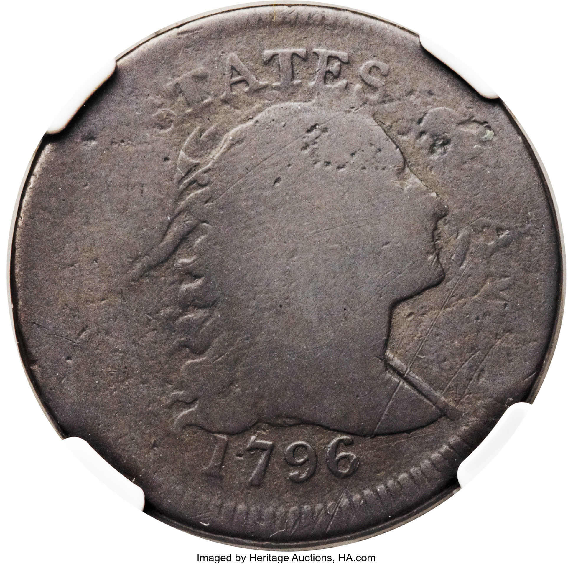 image for: 1796 1C Liberty Cap - Flipover Double Struck -- AG3 NGC. S-82, B-3, R.5. Our EAC Grade AG3....