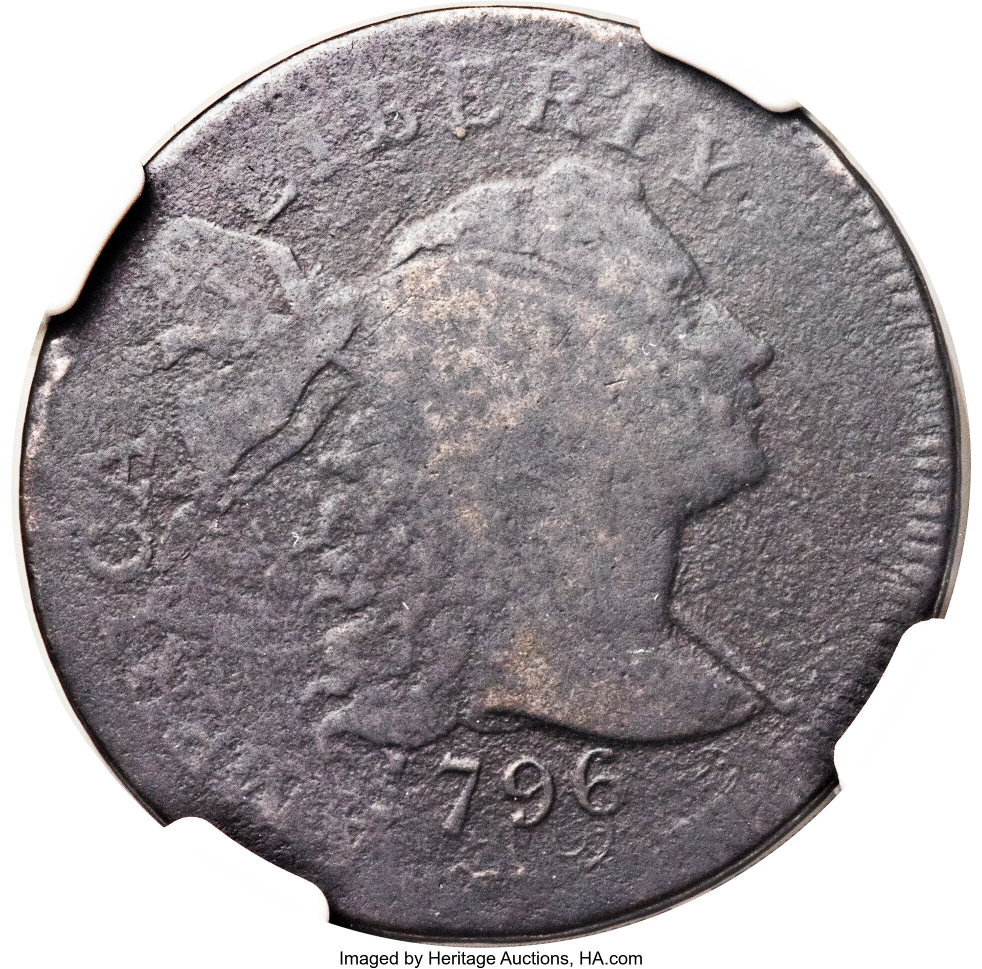 image for: 1796 1C Liberty Cap -- Flipover Double Struck --  Good 4 NGC. S-82, B-3, R.5. Our EAC Grade Good 4....