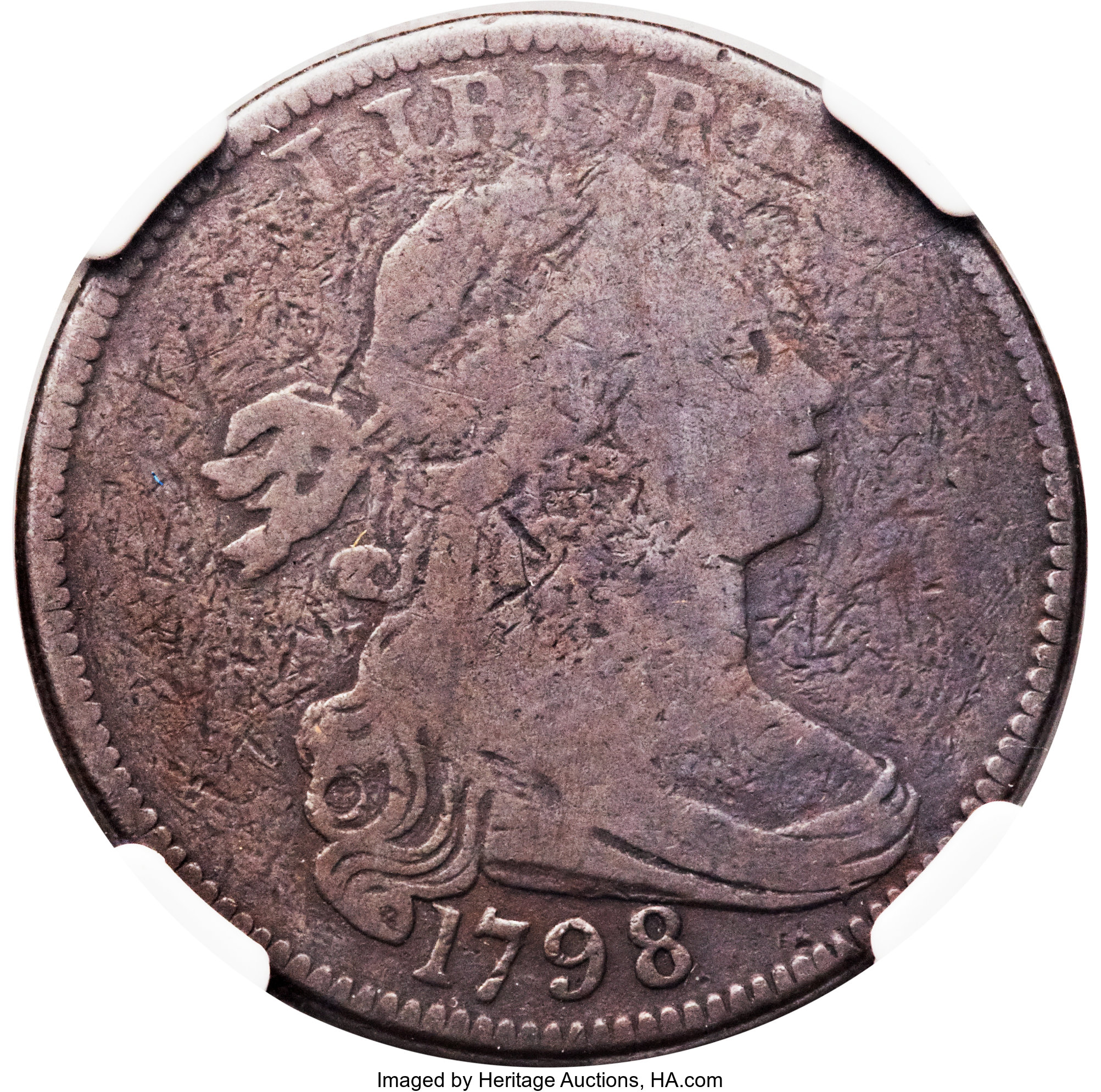 image for: 1798 1C First Hair Style, Reverse of 1796 Good 4 NGC. S-156, B-10, High R.5. Our EAC Grade Good 4. ...