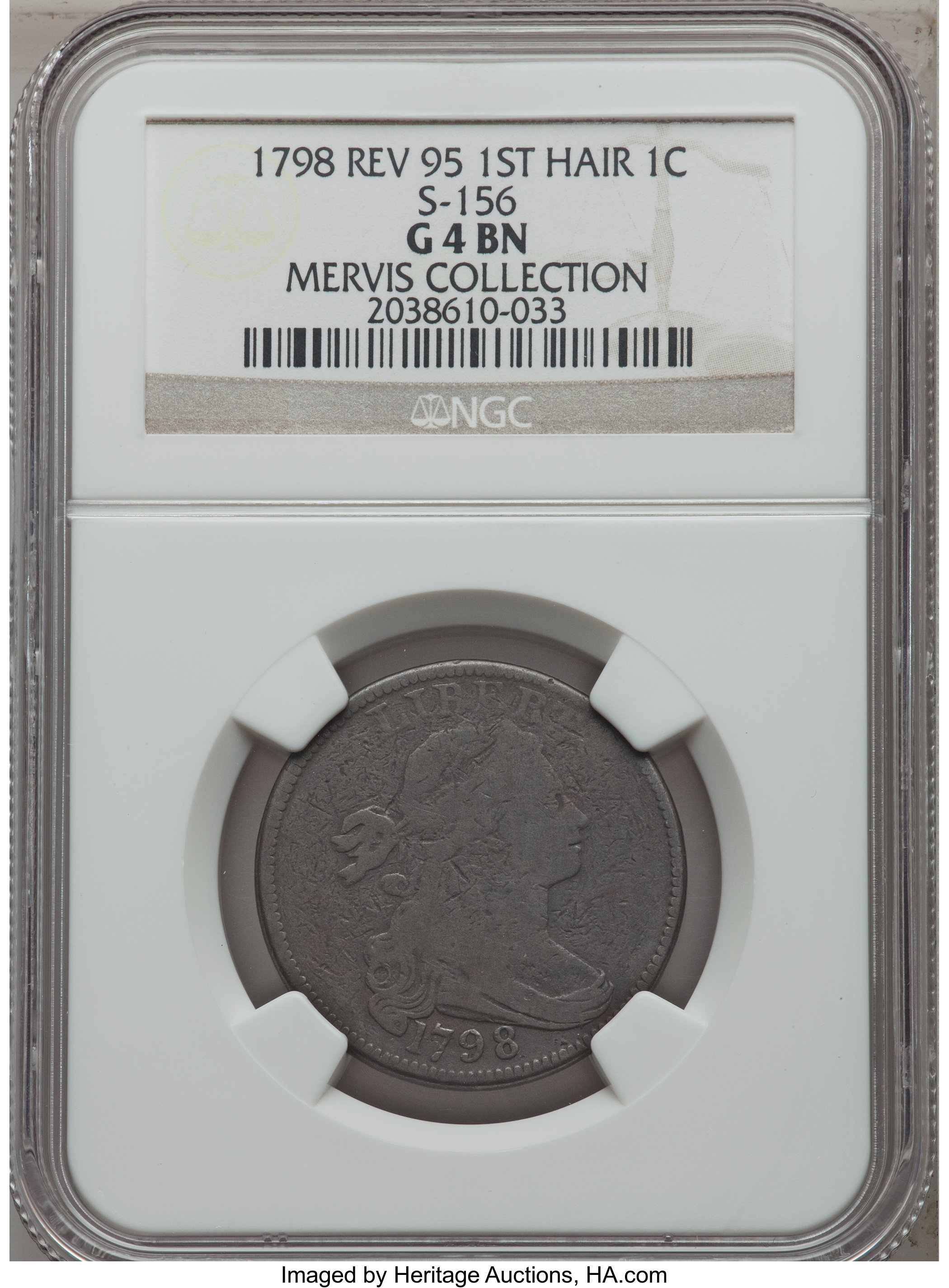 image for: 1798 1C First Hair Style, Reverse of 1796 Good 4 NGC. S-156, B-10, High R.5. Our EAC Grade Good 4. ...