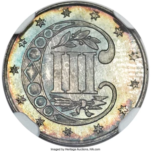 image for: 1870 3CS PR67 Cameo NGC....
