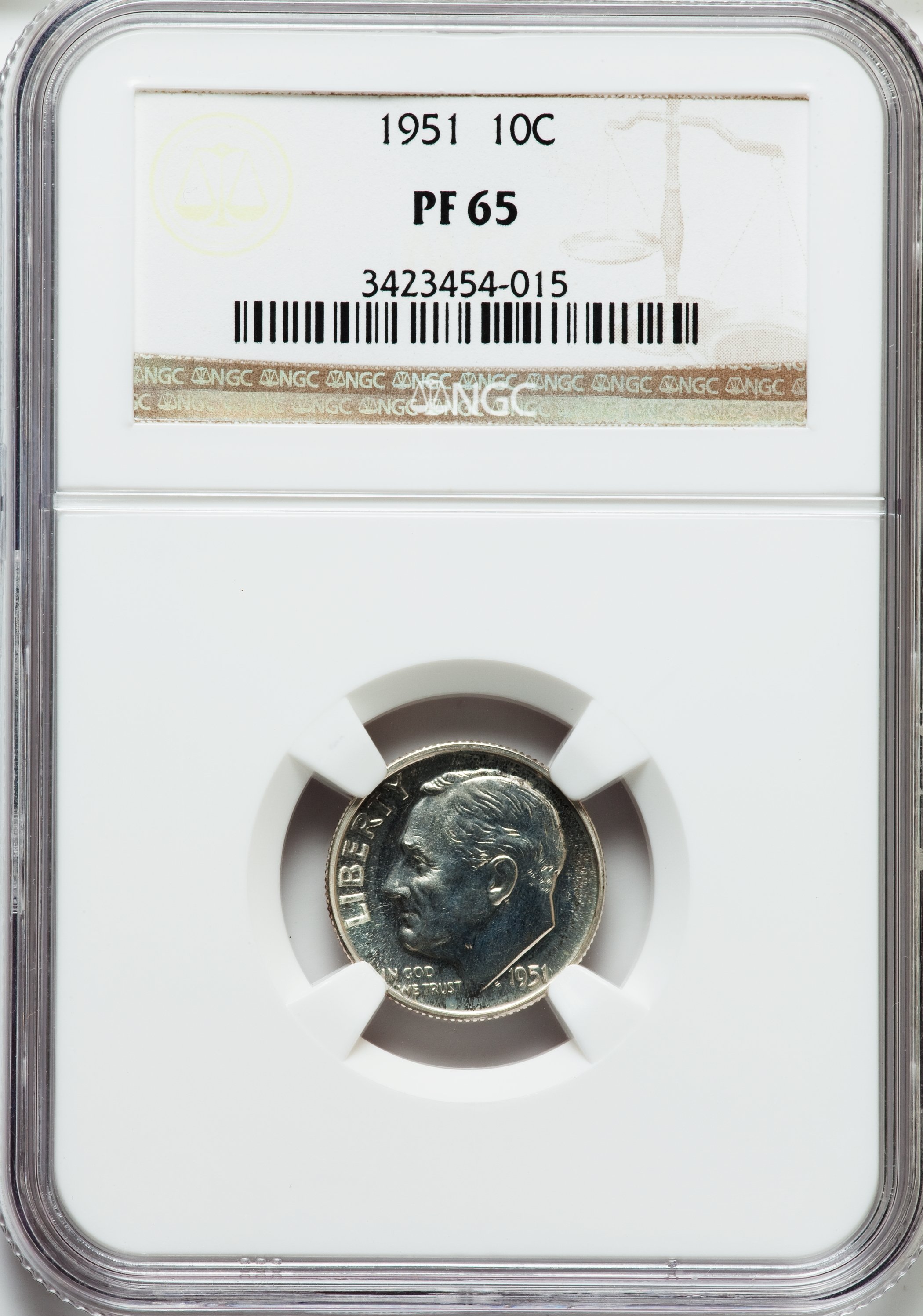 1951 10C PR65 NGC. NGC Census: (114/974). PCGS Population (275/1117). Mintage: 57,500. Numismedia Wsl. Price for problem fr...