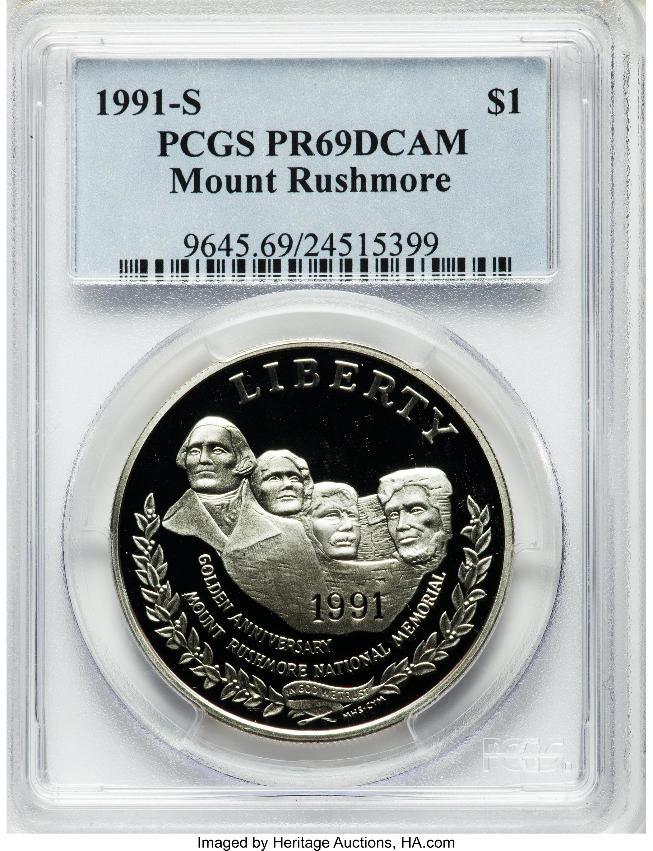 (3)1991-S $1 Mount Rushmore Silver Dollar PR69 Deep Cameo PCGS. PCGS Population (3179/217). NGC Census: (3339/119). Mintage... (Total: 3 coins)