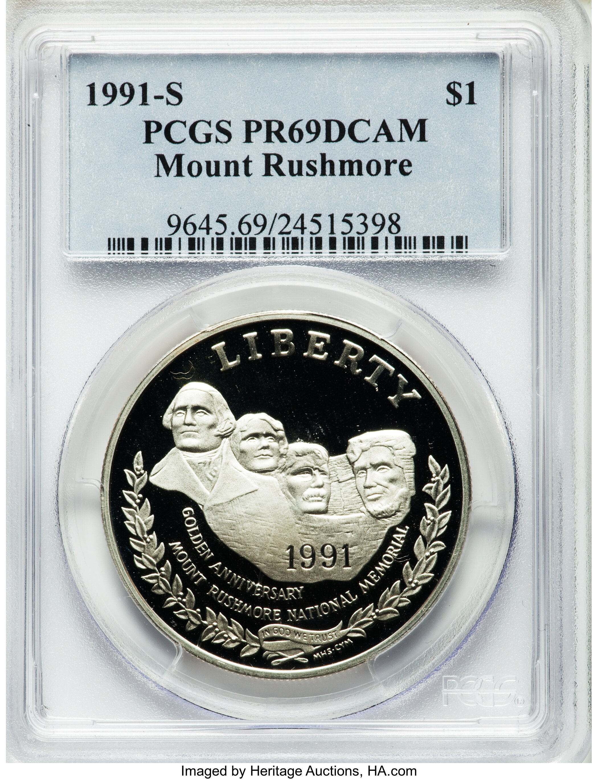 1991-S S$1 Mount Rushmore Golden Anniversary PR DCAM OGP thumbnail 27