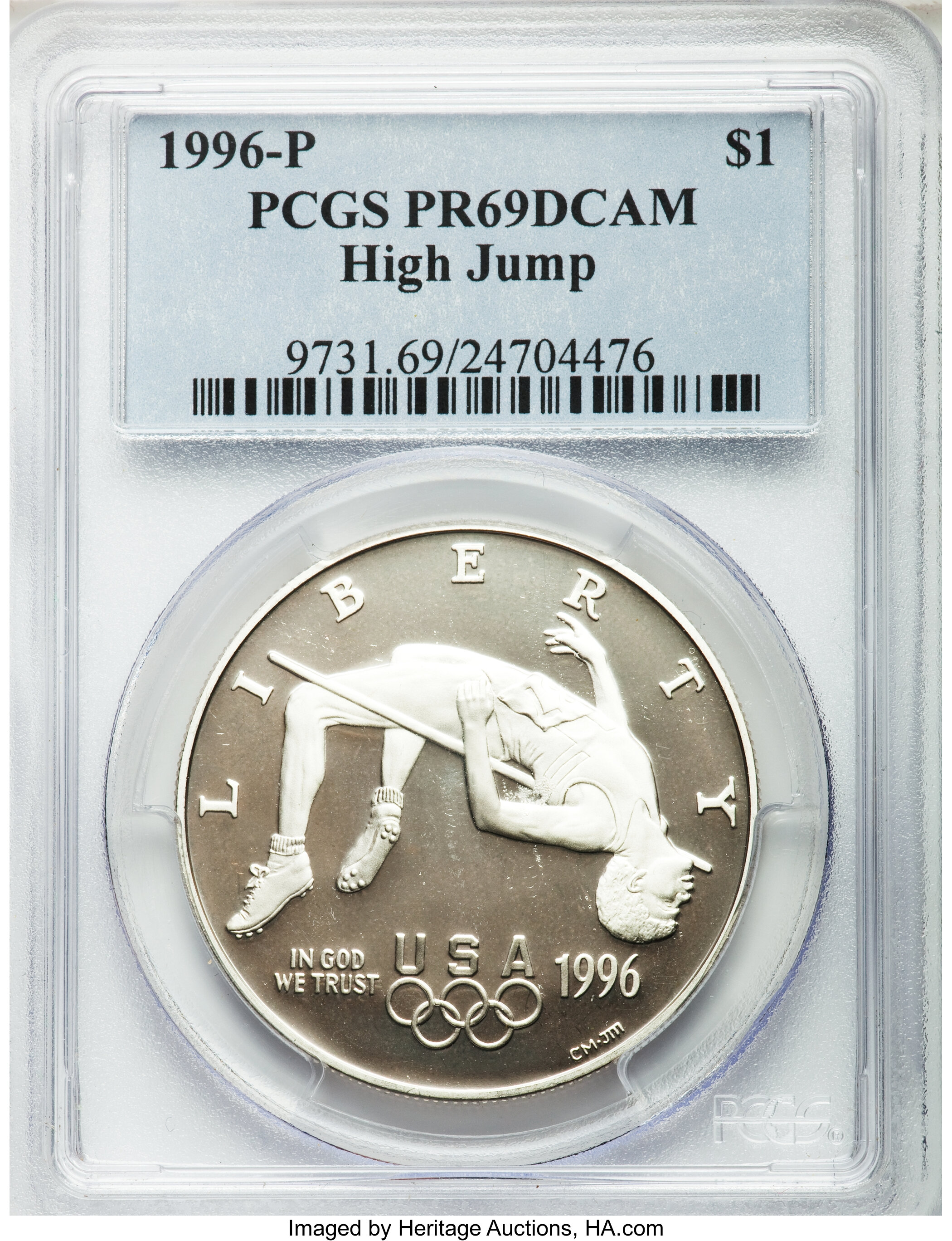 1996-P S$1 Atlanta Olympics High Jump PR DCAM PR69 DCAM thumbnail 18