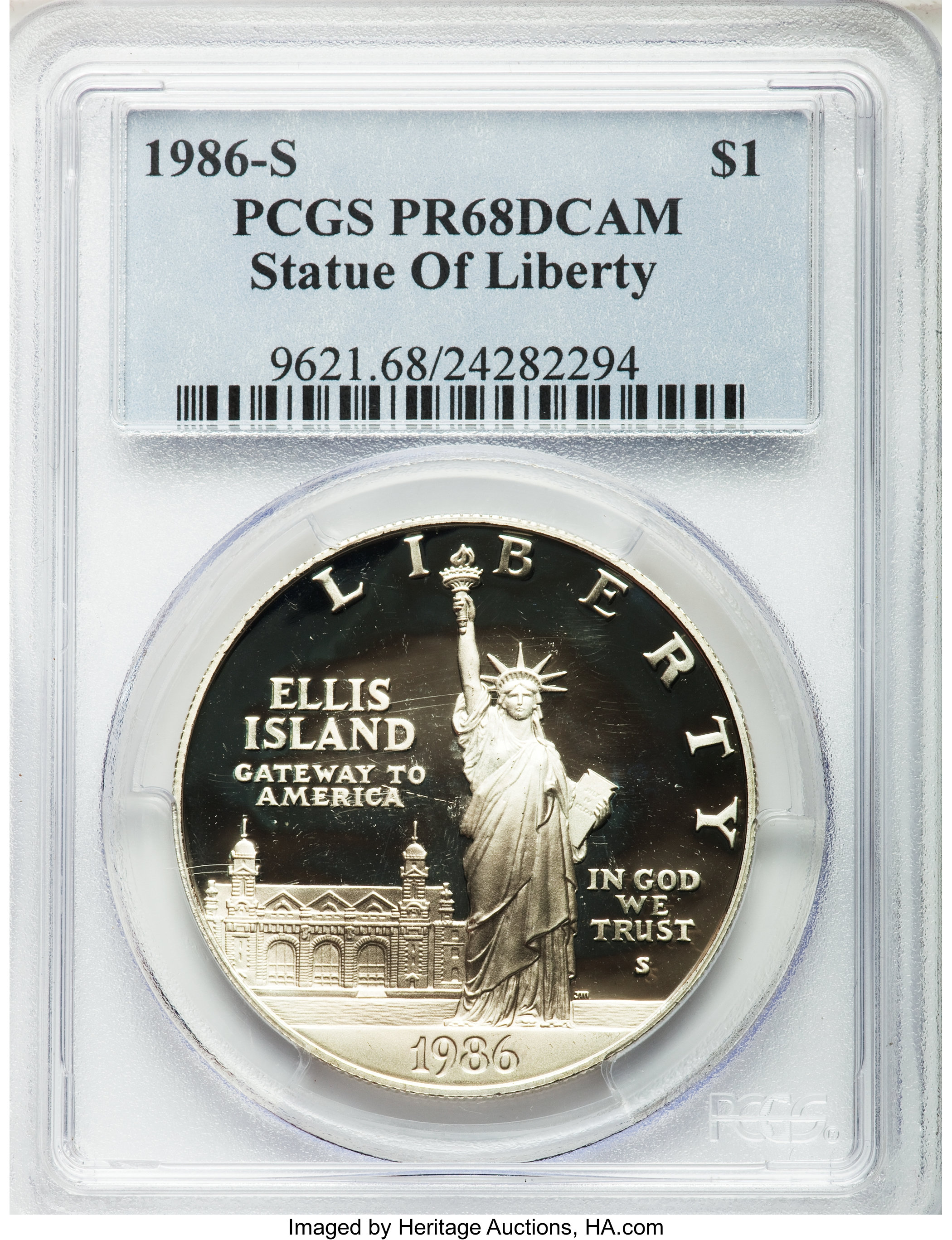 1986 S Statue of Liberty Silver dollar PR Values | Greysheet