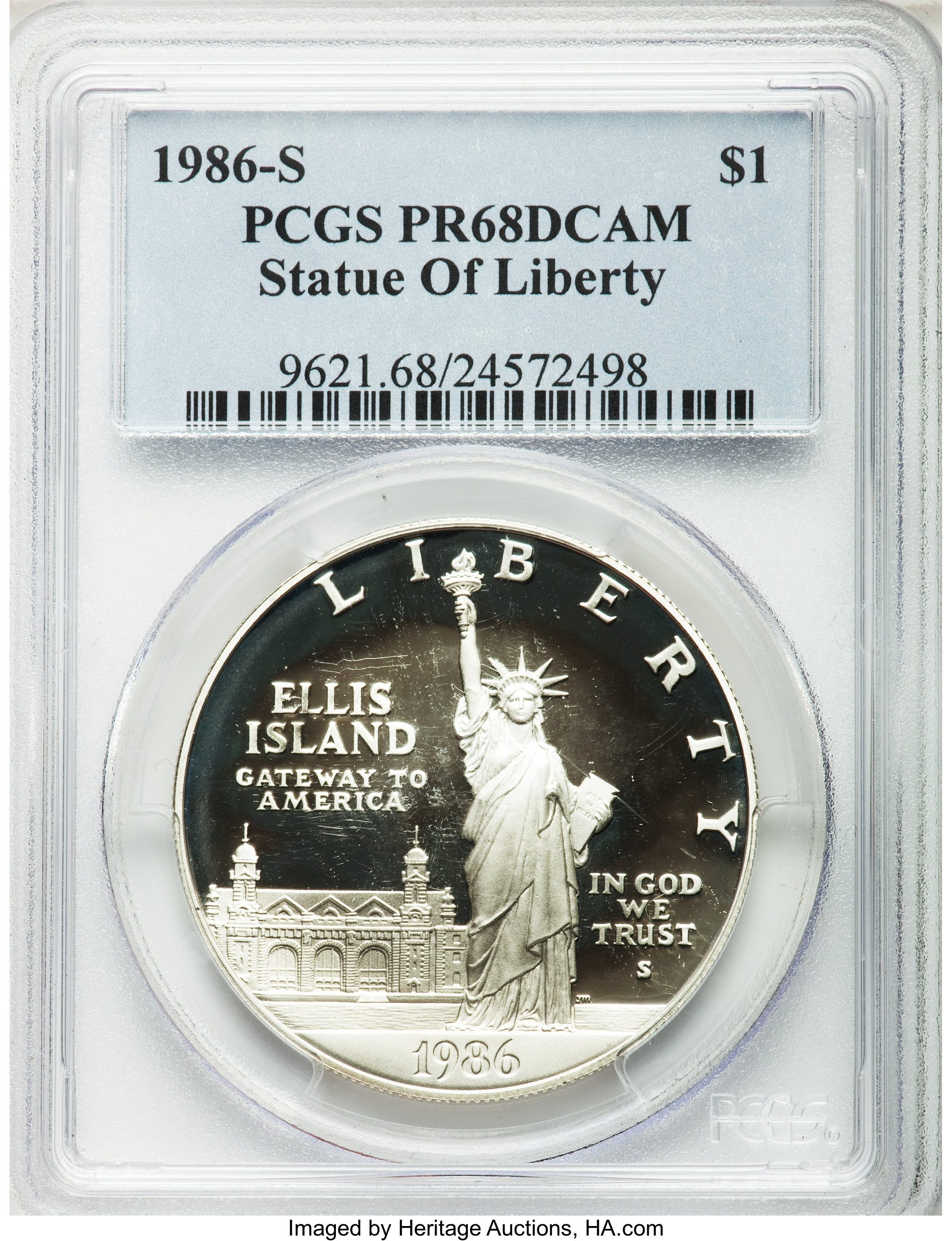 1986 S Statue of Liberty Silver dollar PR Values | Greysheet