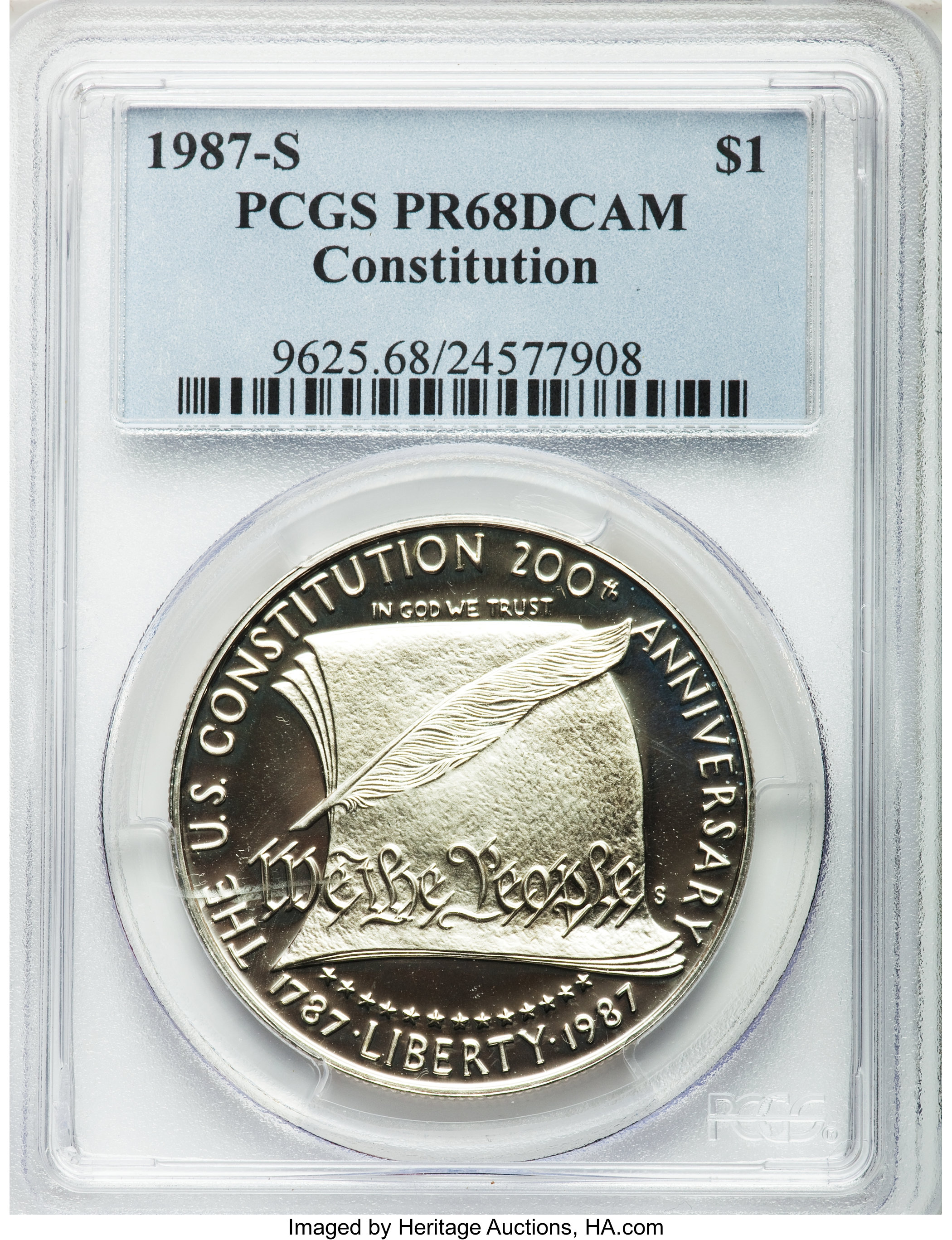 1987 S Constitution Bicentennial Silver dollar PR Values | Greysheet