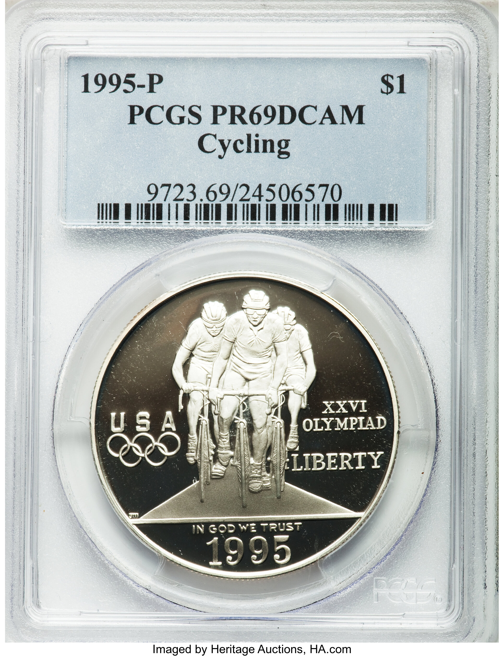 1995-P S$1 Atlanta Olympics Cycling PR DCAM PR69 DCAM thumbnail 10