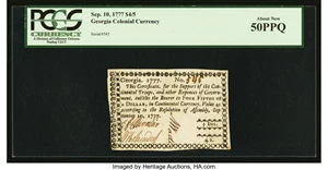 image for: Georgia September 10, 1777 $4/5 PCGS About New 50PPQ....