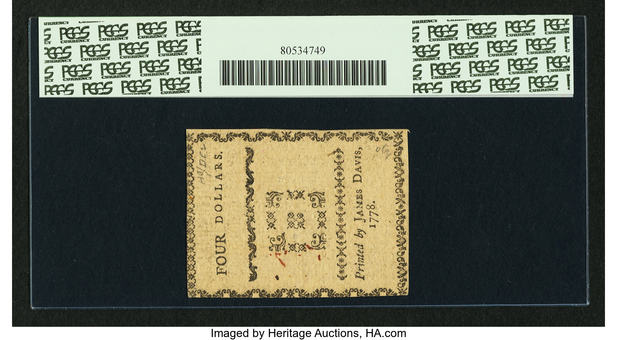 image for: North Carolina August 8, 1778 $4 A Lesson to Arbitrary Kings, and Wicked Ministers PCGS Choice About New 58PPQ....