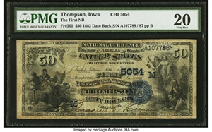 image for: Thompson, IA - $50 1882 Date Back Fr. 560 The First NB Ch. # (M)5054...