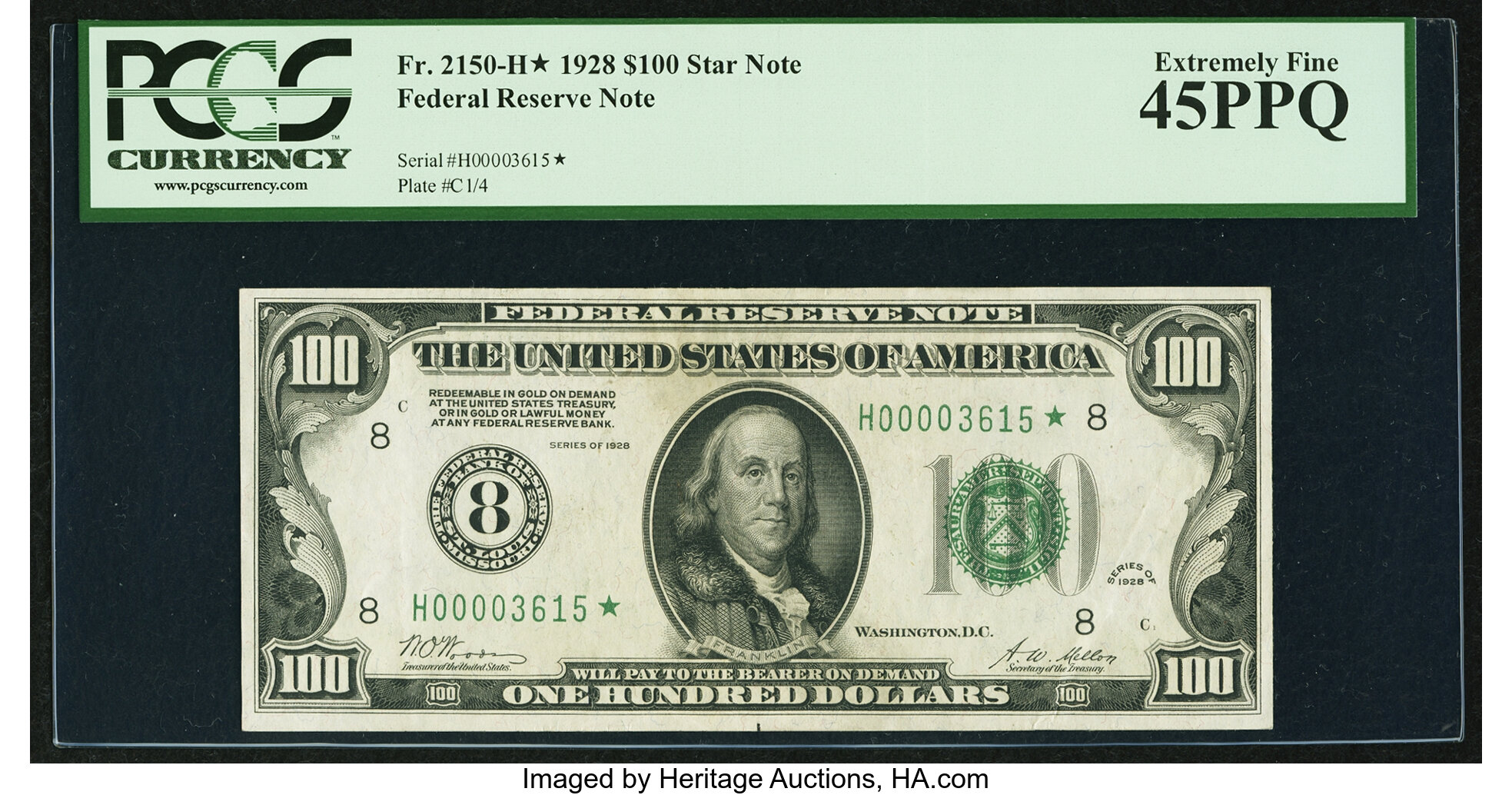 image for: Fr. 2150-H* $100 1928 Federal Reserve Note. PCGS Extremely Fine 45PPQ....