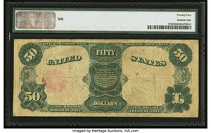 image for: Fr. 376 $50 1891 Treasury Note PMG Very Fine 25....