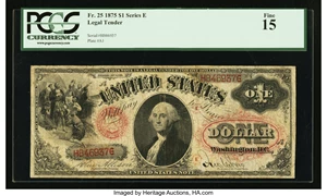 image for: Fr. 25 $1 1875 Legal Tender PCGS Fine 15....