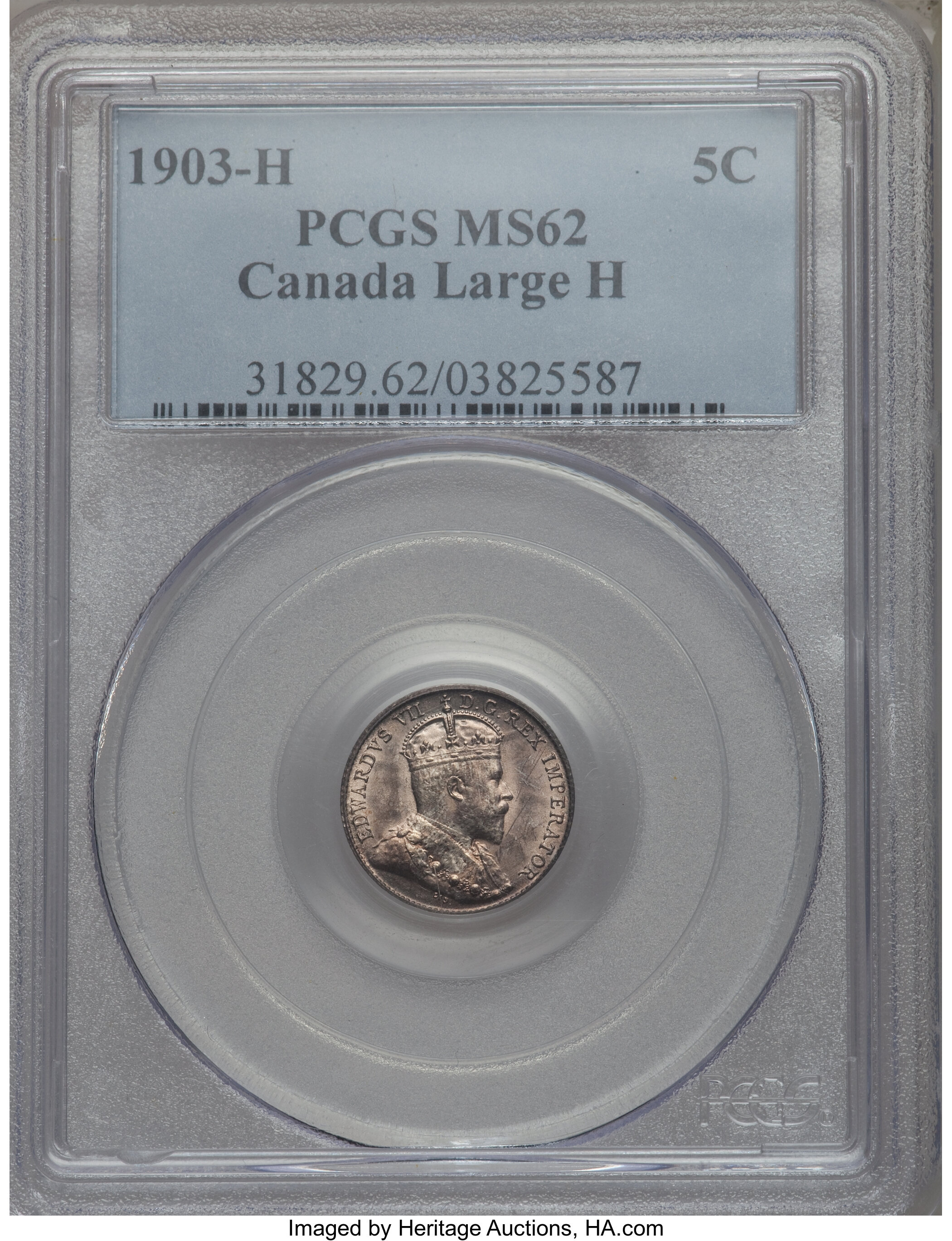image for: Edward VII "Large H" 5 Cents 1903-H MS62 PCGS