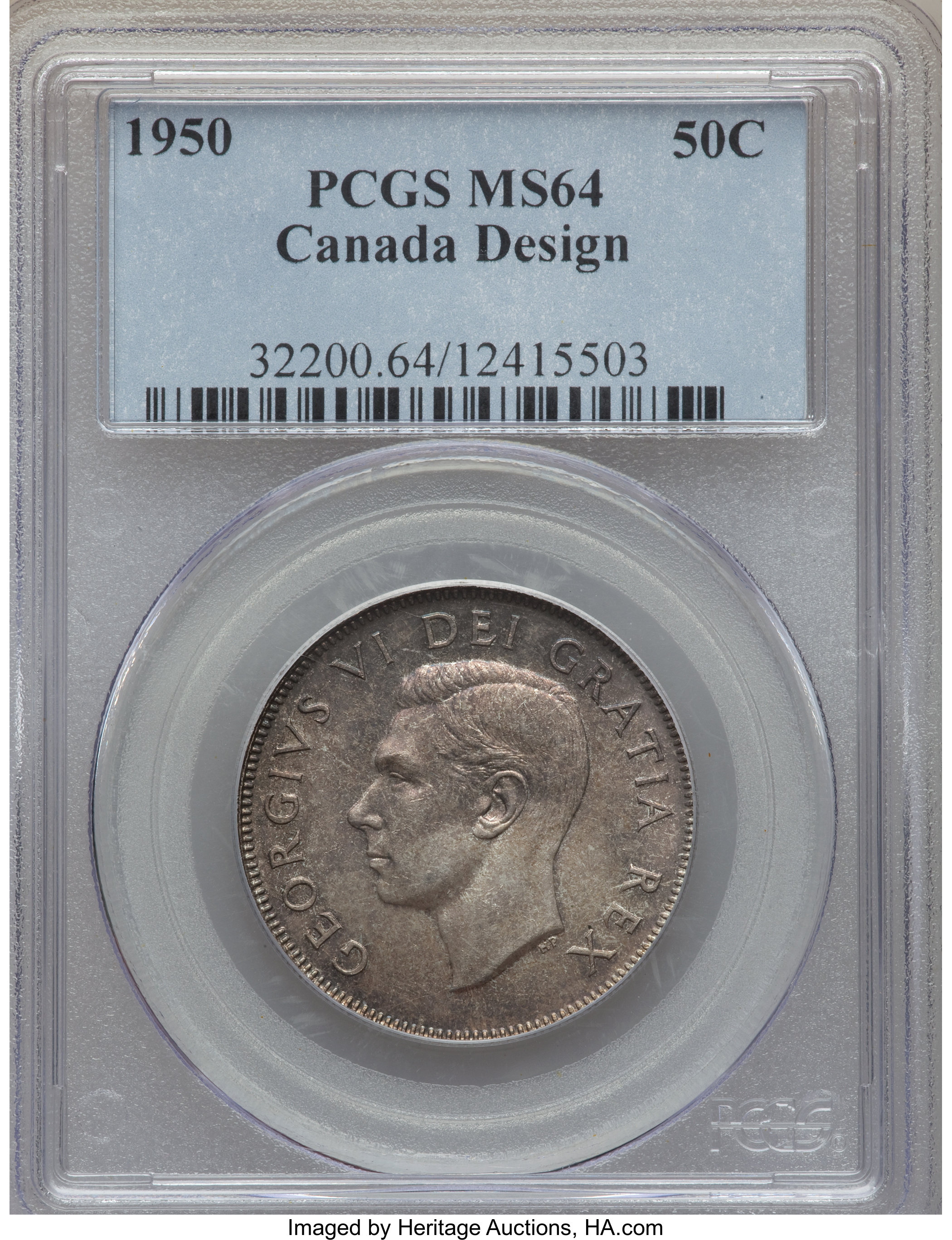 image for: George VI "Design in 0" 50 Cents 1950 MS64 PCGS