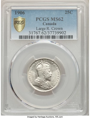 image for: Edward VII "Large Crown" 25 Cents 1906 MS62 PCGS
