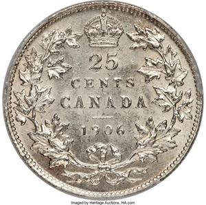 image for: Edward VII "Large Crown" 25 Cents 1906 MS62 PCGS