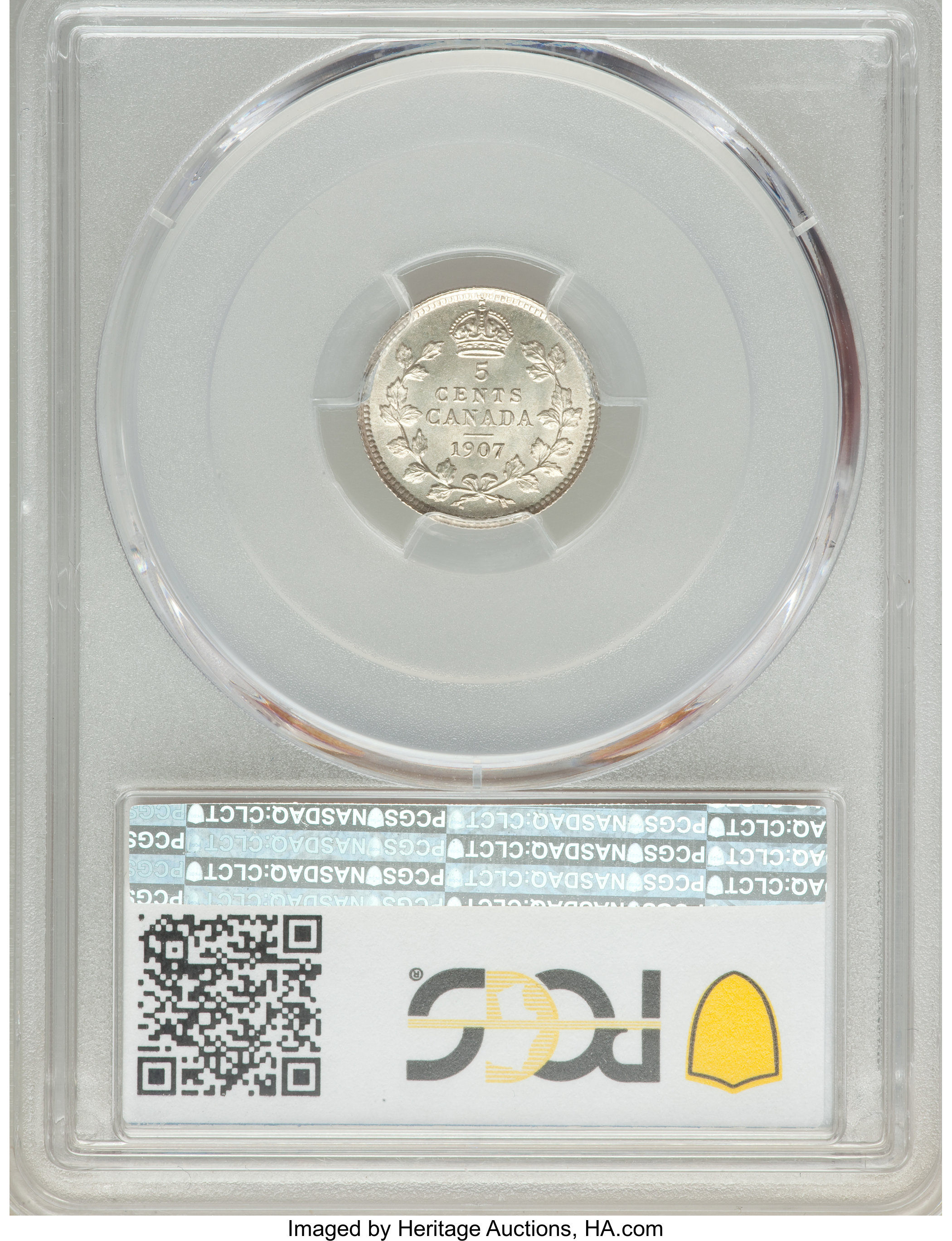 image for: Edward VII "Narrow Date" 5 Cents 1907 MS65+ PCGS