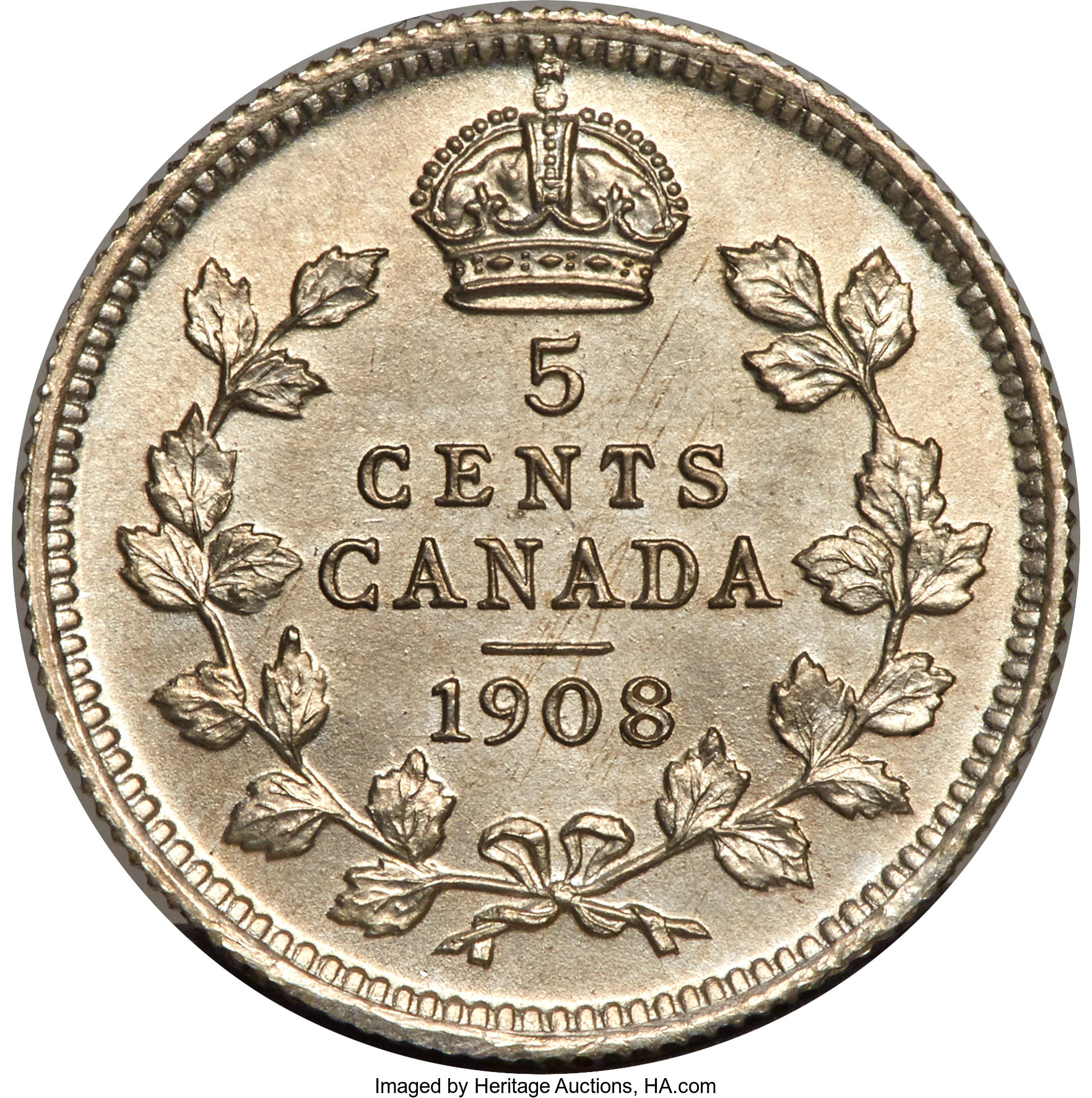 image for: Edward VII "Large 8" 5 Cents 1908 MS66 PCGS