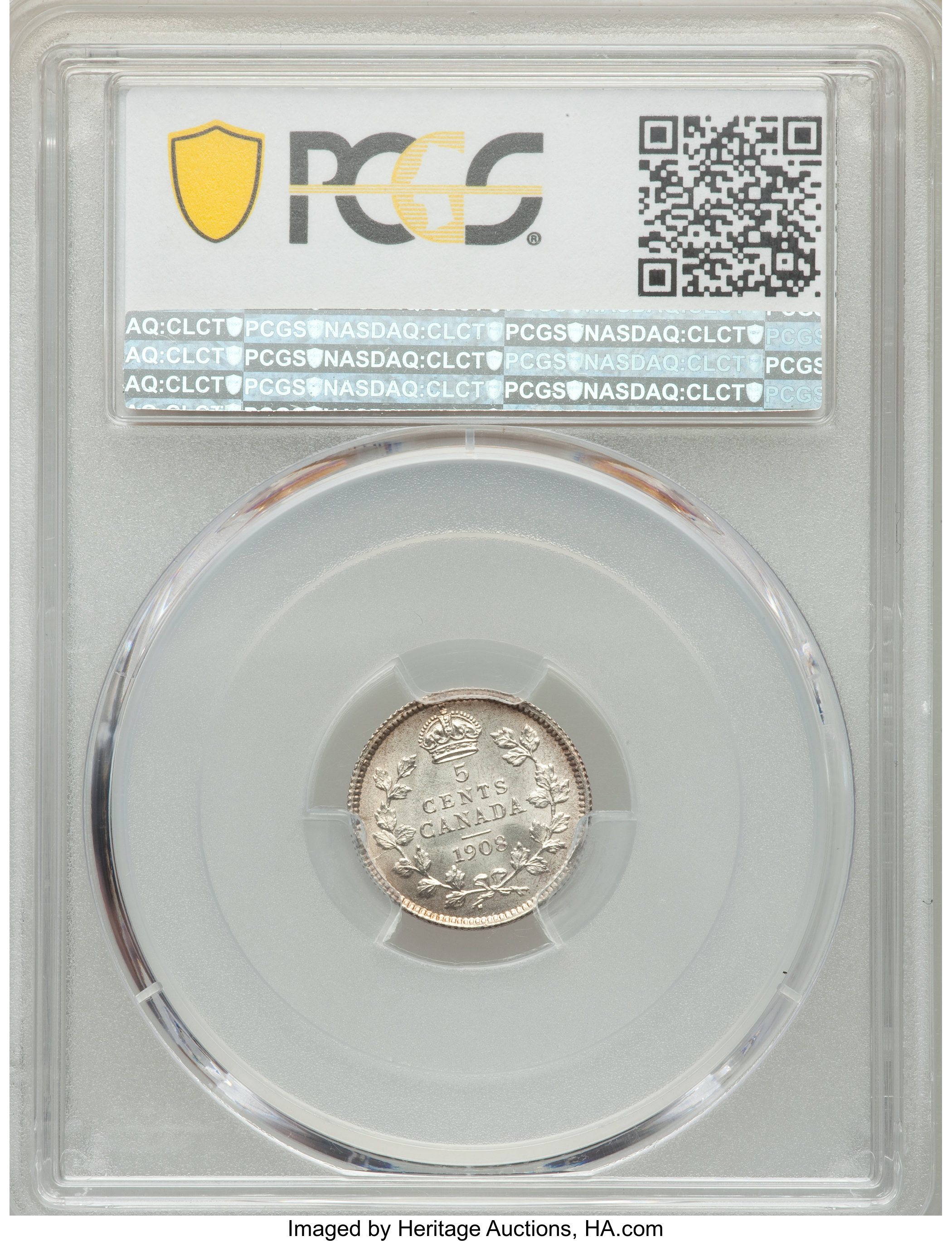 image for: Edward VII "Large 8" 5 Cents 1908 MS65 PCGS