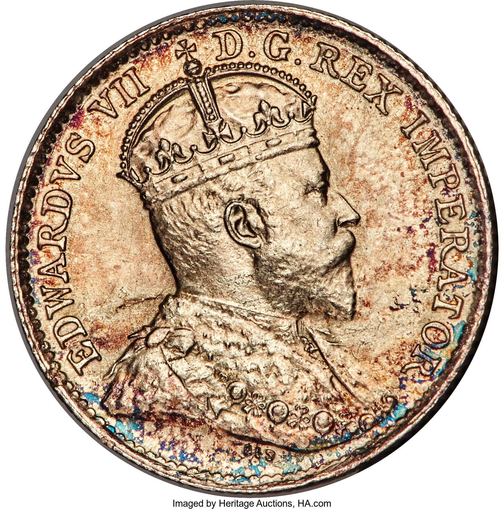image for: Edward VII "Round Leaves" 5 Cents 1910 UNC Details (Cleaned) PCGS