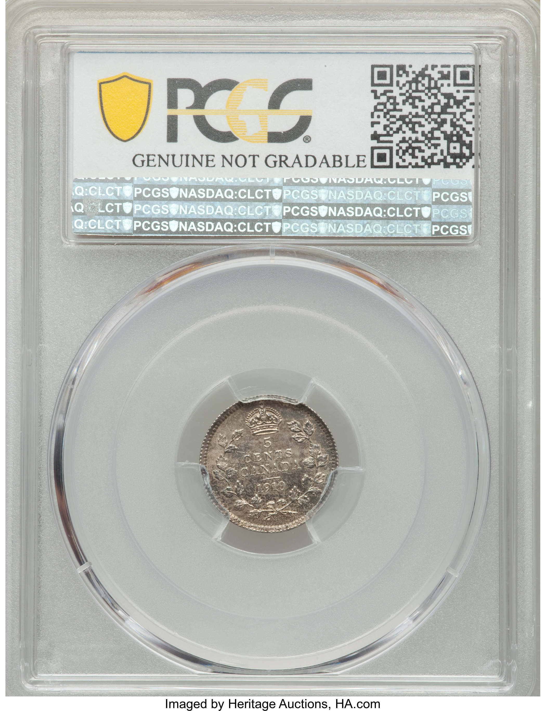 image for: Edward VII "Round Leaves" 5 Cents 1910 UNC Details (Cleaned) PCGS