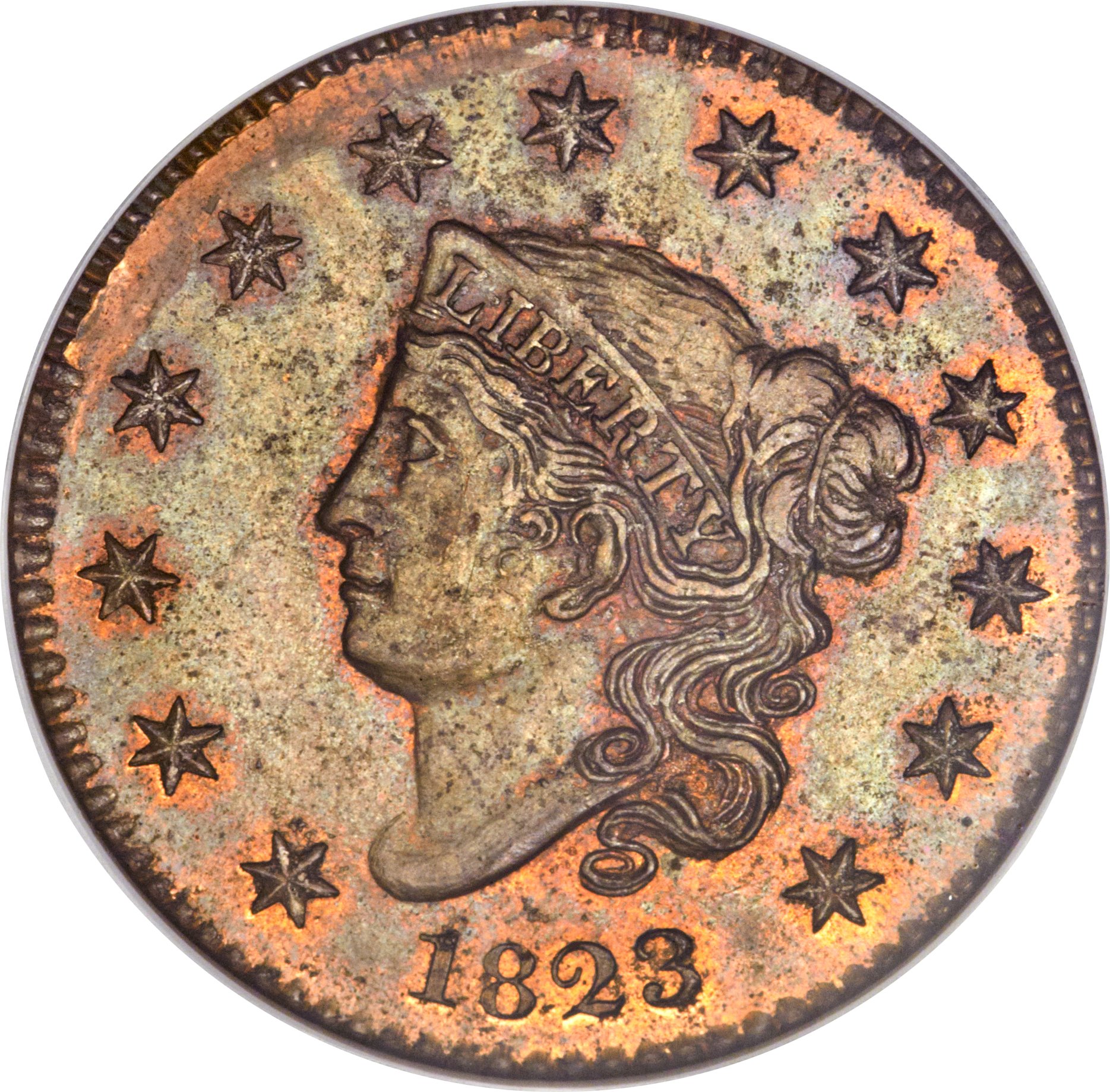 image for: 1823 1C Restrike MS64 Red and Brown NGC....