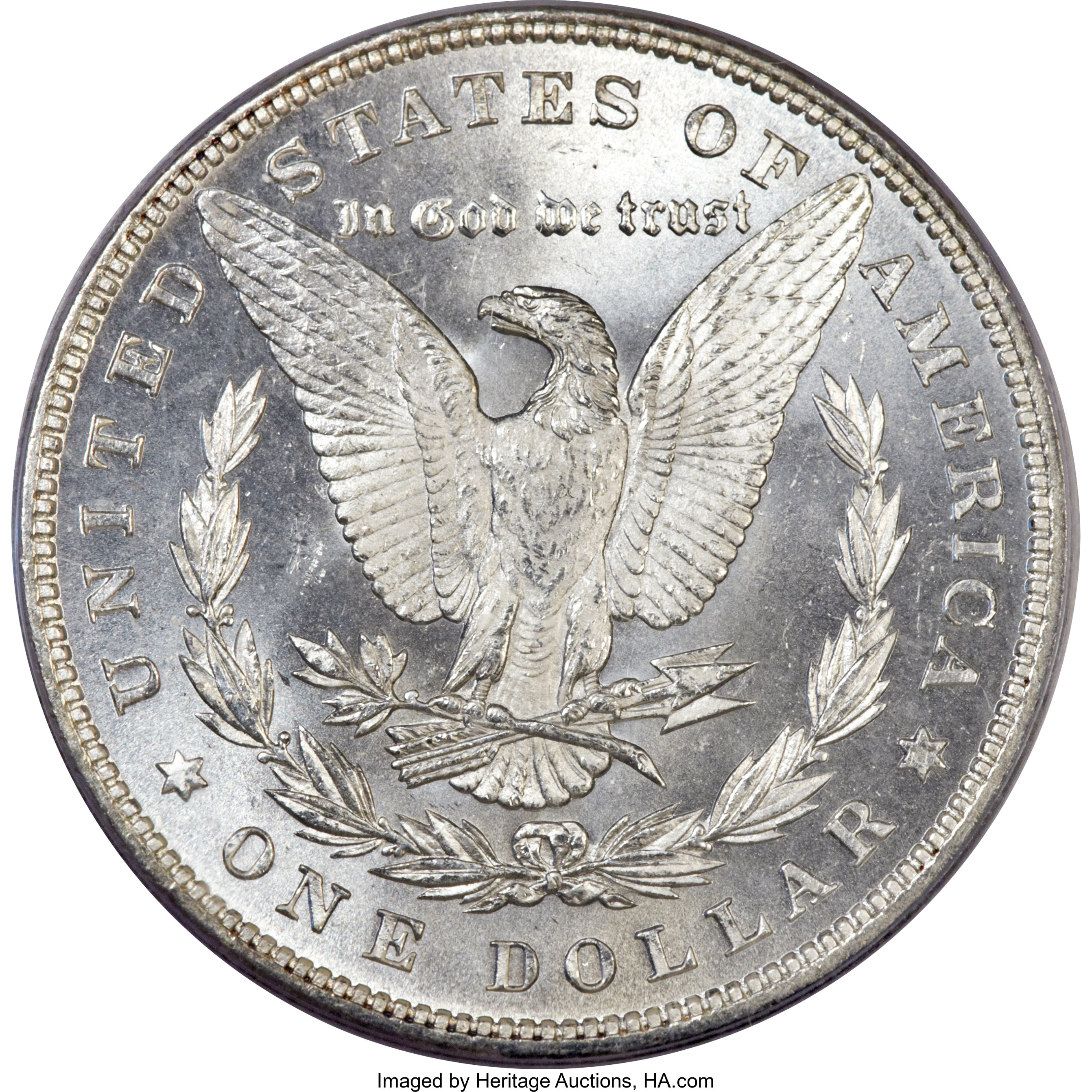 image for: 1880 $1 8 Over 7 Stem MS66 PCGS. CAC. VAM-9....