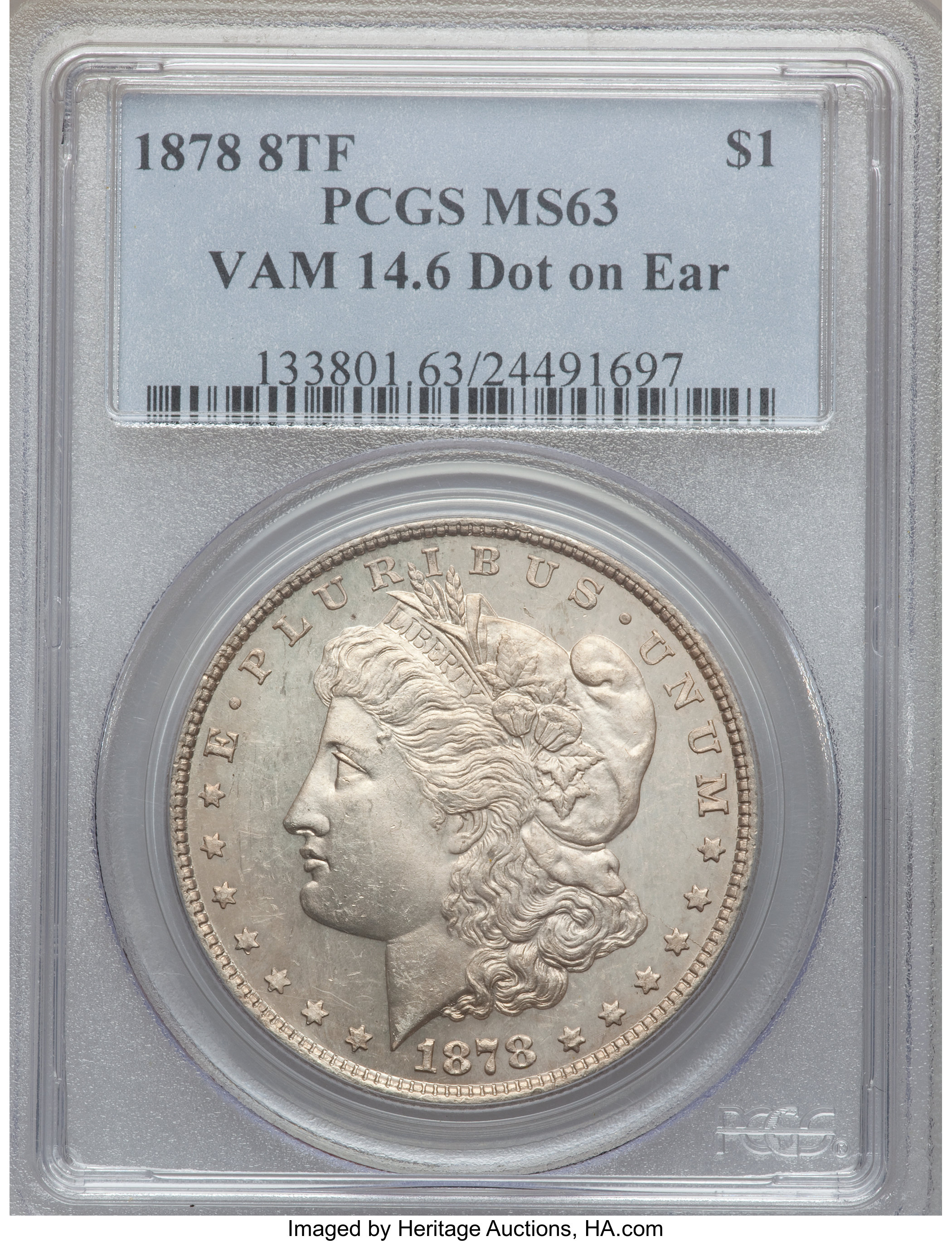 image for: 1878 8TF $1 MS63 PCGS. VAM-14.6....